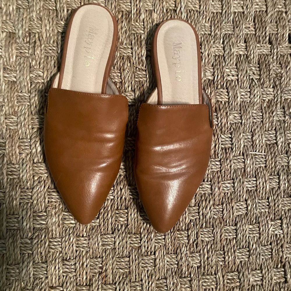 MayPie flat brown mules size 7